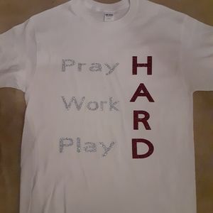 PRAY WORK PLAY HARD Glitter White Tee